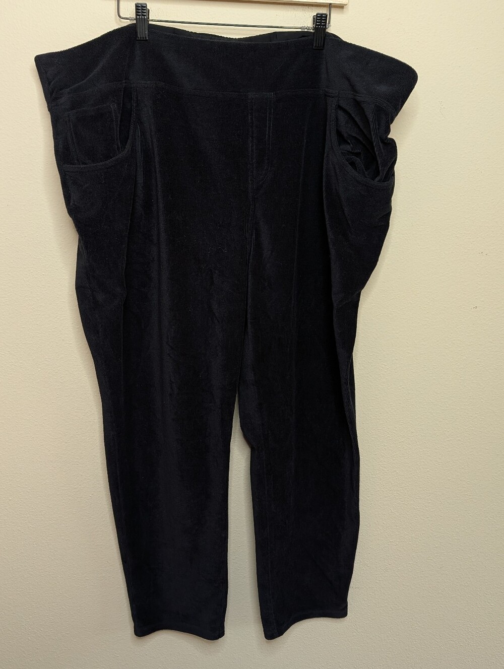 Belle‎ by Kim Gravel Black Corduroy Straight Leg Pants 32W High Waist